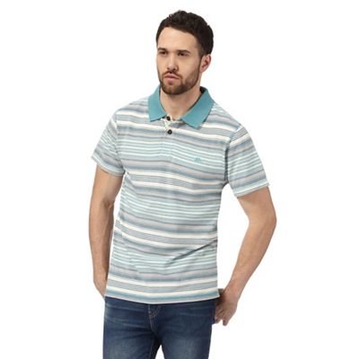 Big and tall turquoise striped polo shirt